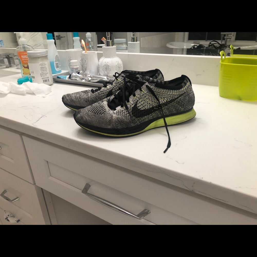 Nike Flyknit racer grey/volt colorway size 10.5